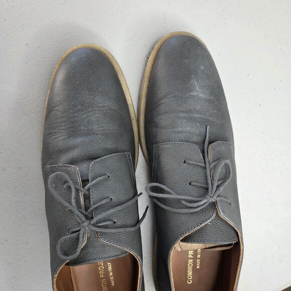 Common Projects Cadet Derby Dark Gray Pebble Grain Leather Shoes Size 47